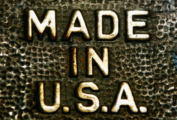 Made in U.S.A.Raised letters on Metal